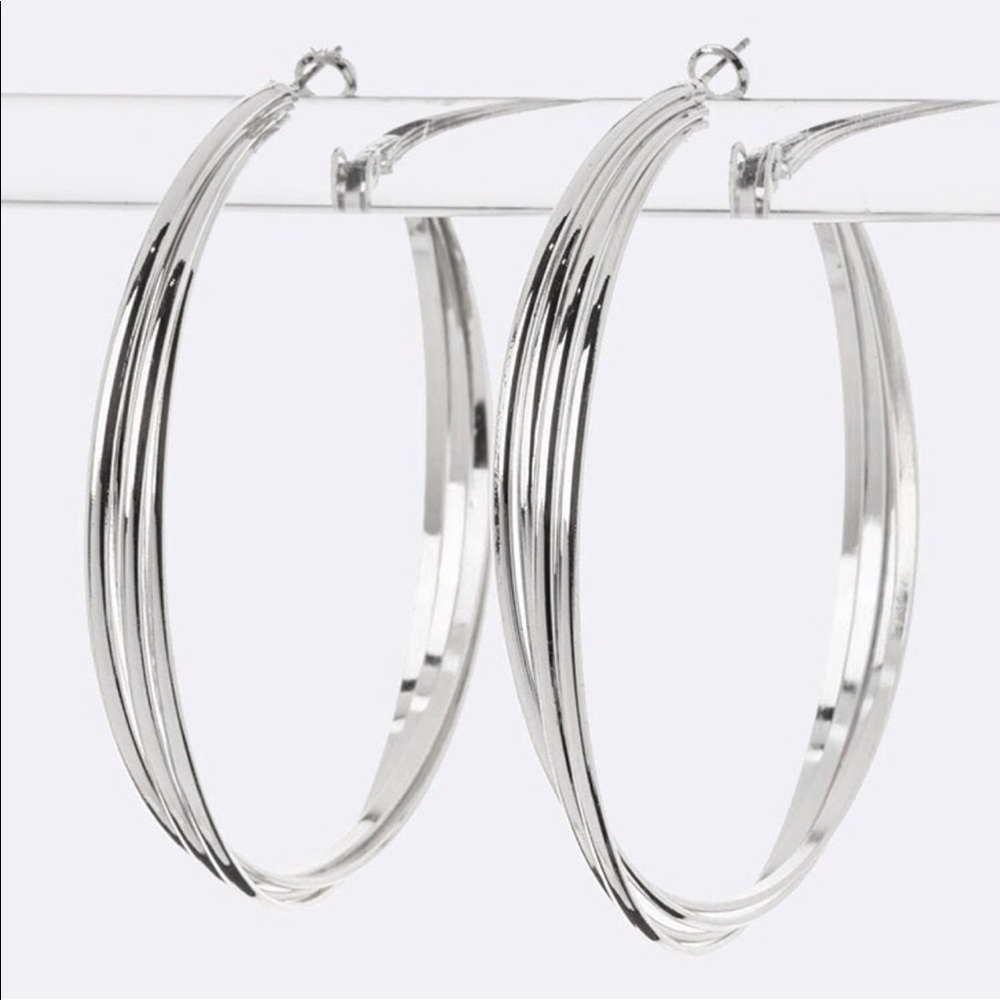 Layered Hoop Earrings - Silver